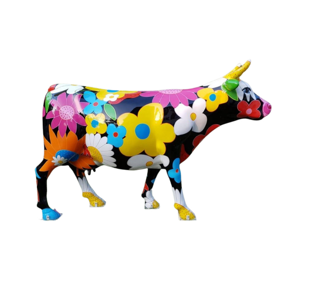 Kuhtag — À fleurs fond noir - grandeur nature (H155 x Long.235 cm)