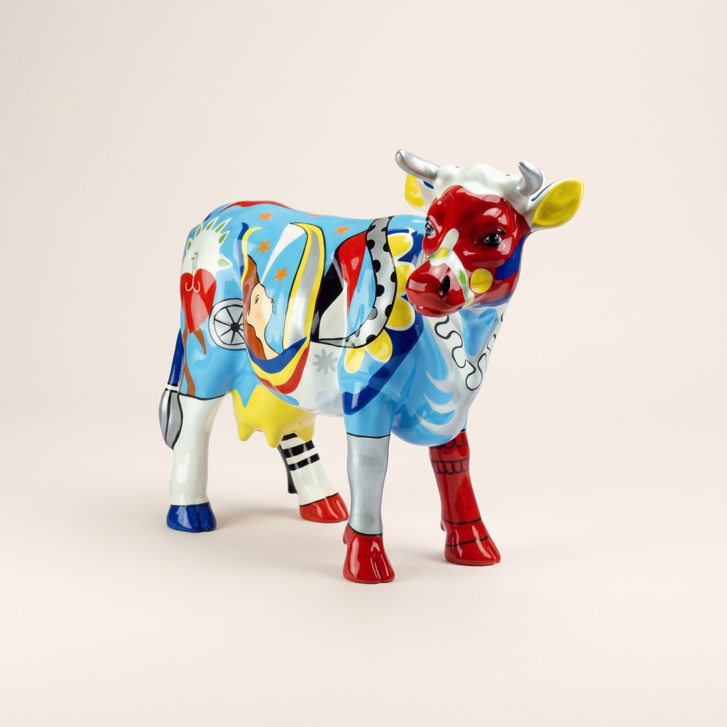 Vache en résine Kuhtag — Design heart H45 cm — photo studio