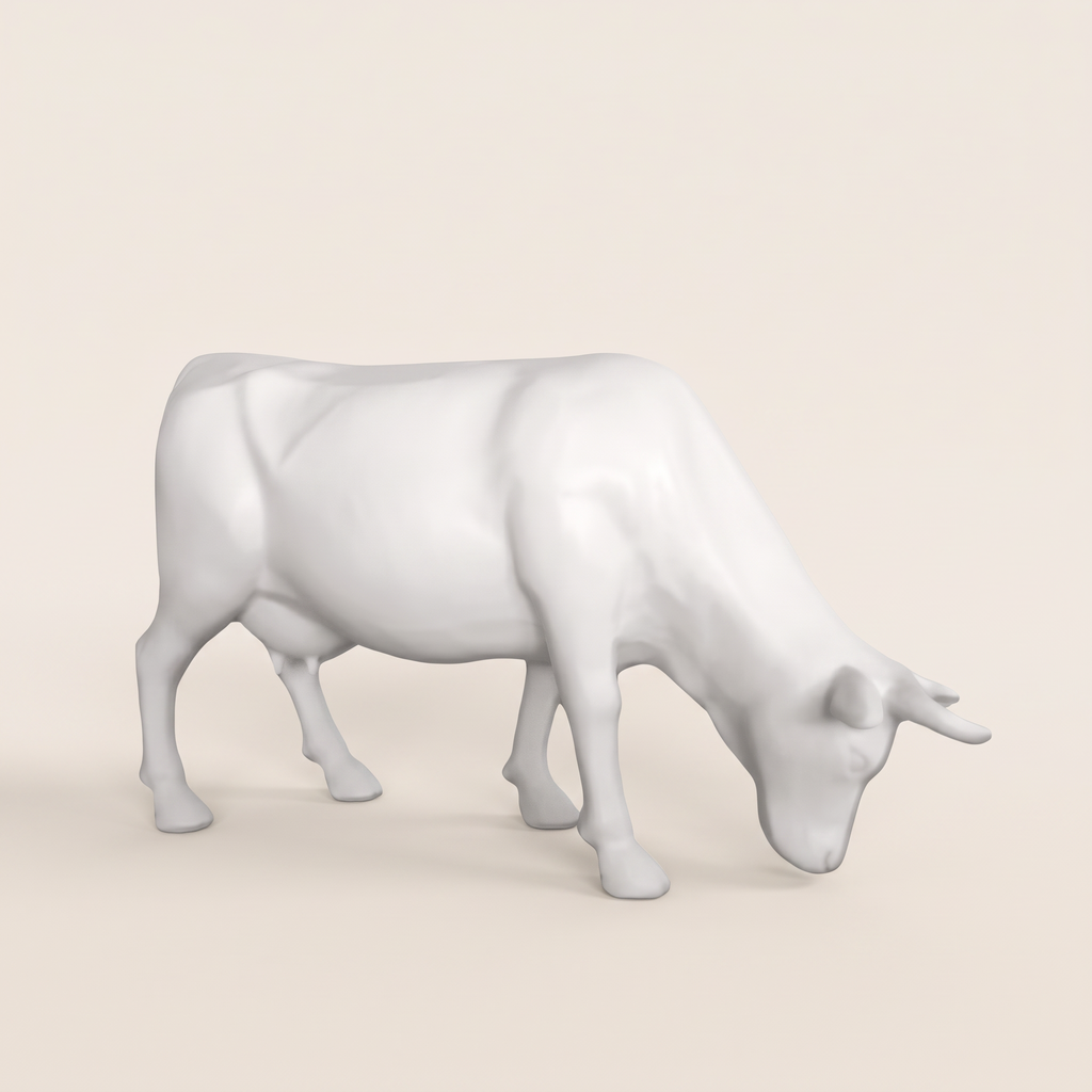 Vache en résine Kuhtag — Tête en bas blanc mat prêt-à-peindre, grandeur nature — photo studio