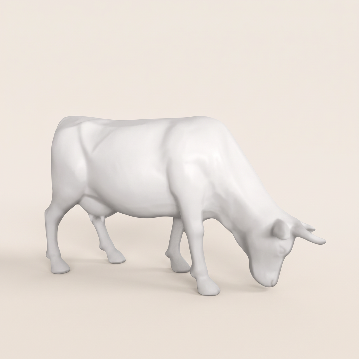 Vache en résine Kuhtag — Tête en bas blanc mat prêt-à-peindre, grandeur nature — photo studio
