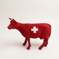Vache en résine Kuhtag — Drapeau suisse H15 cm — photo studio