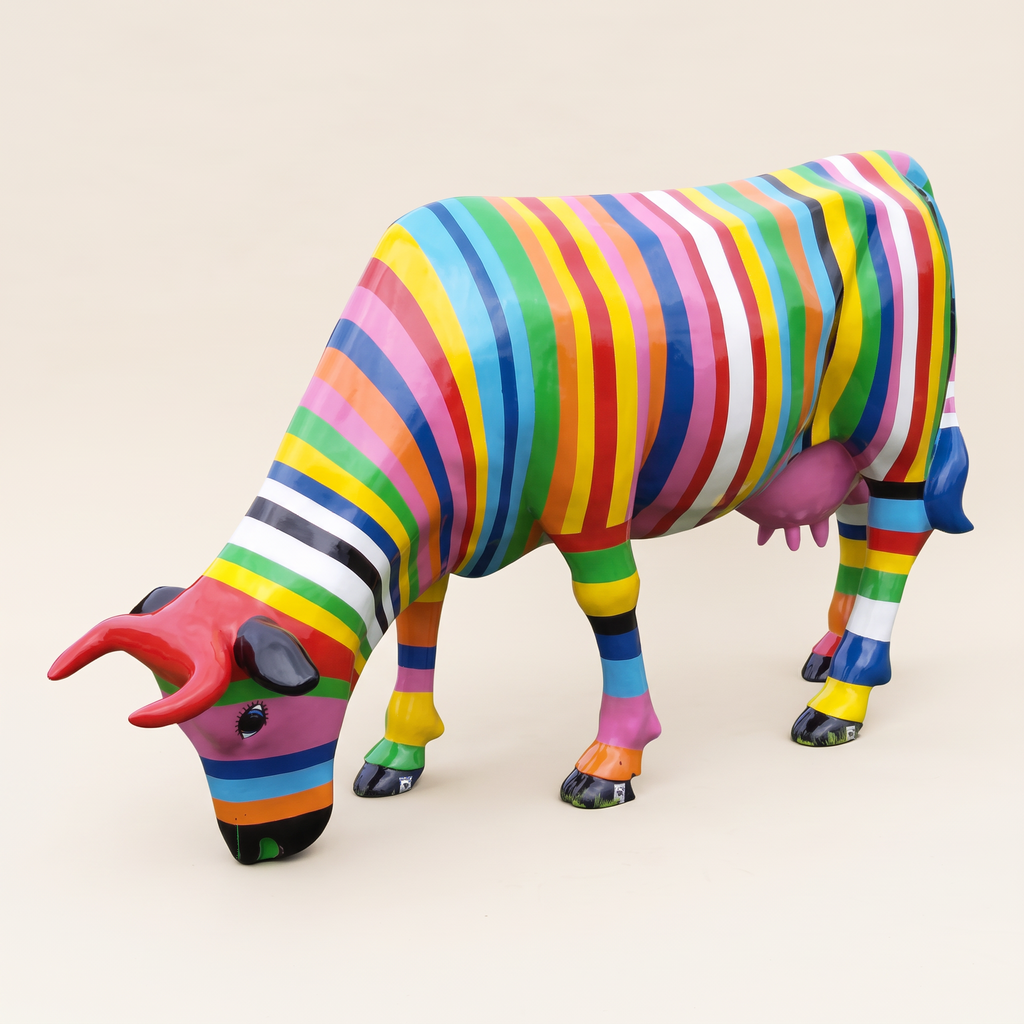 Vache en résine Kuhtag — Rayée — photo studio