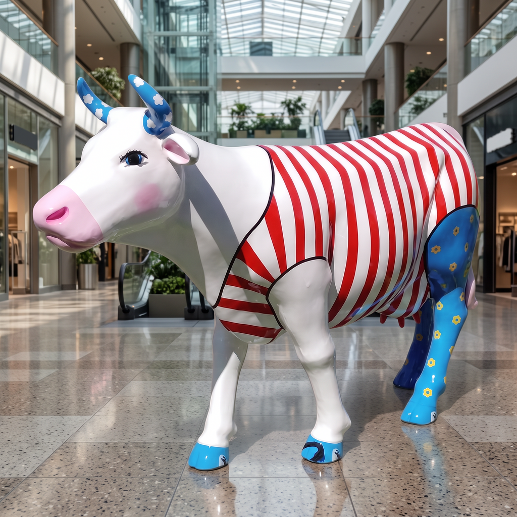 Vache en résine Kuhtag — Smart — en situation (mise en scène numérique)