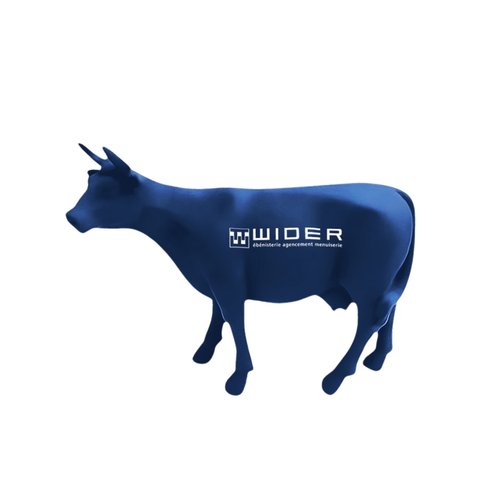 Petite vache Kuhtag bleue au logo Wider