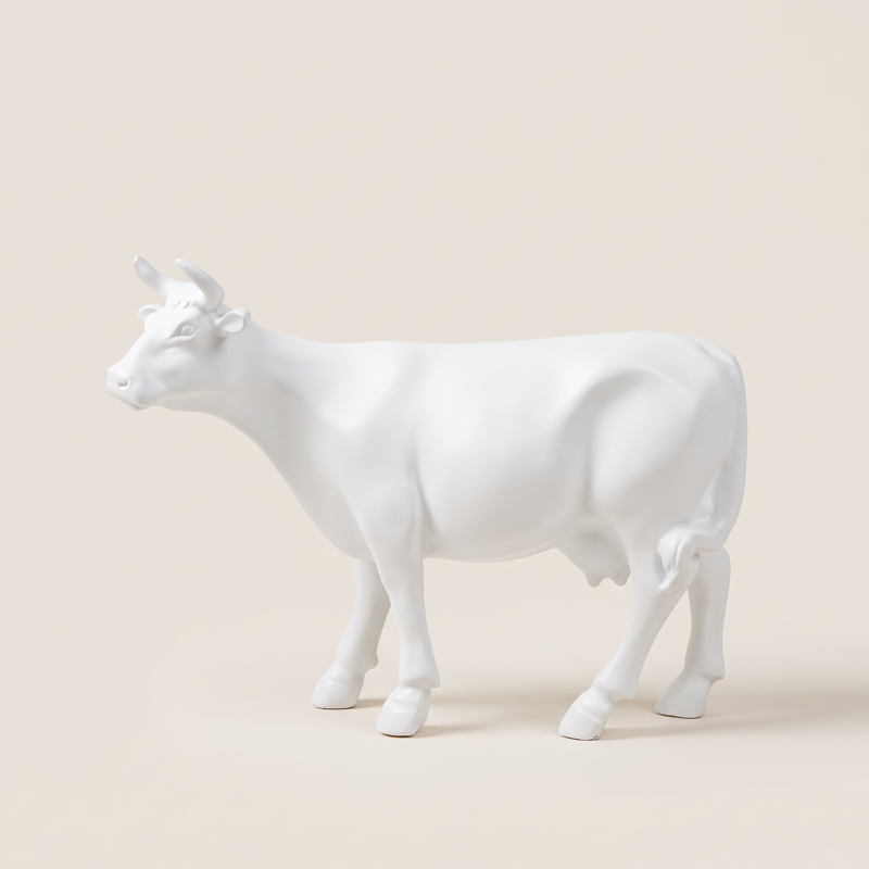 Vache blanche en résine H15 cm Kuhtag — photo studio