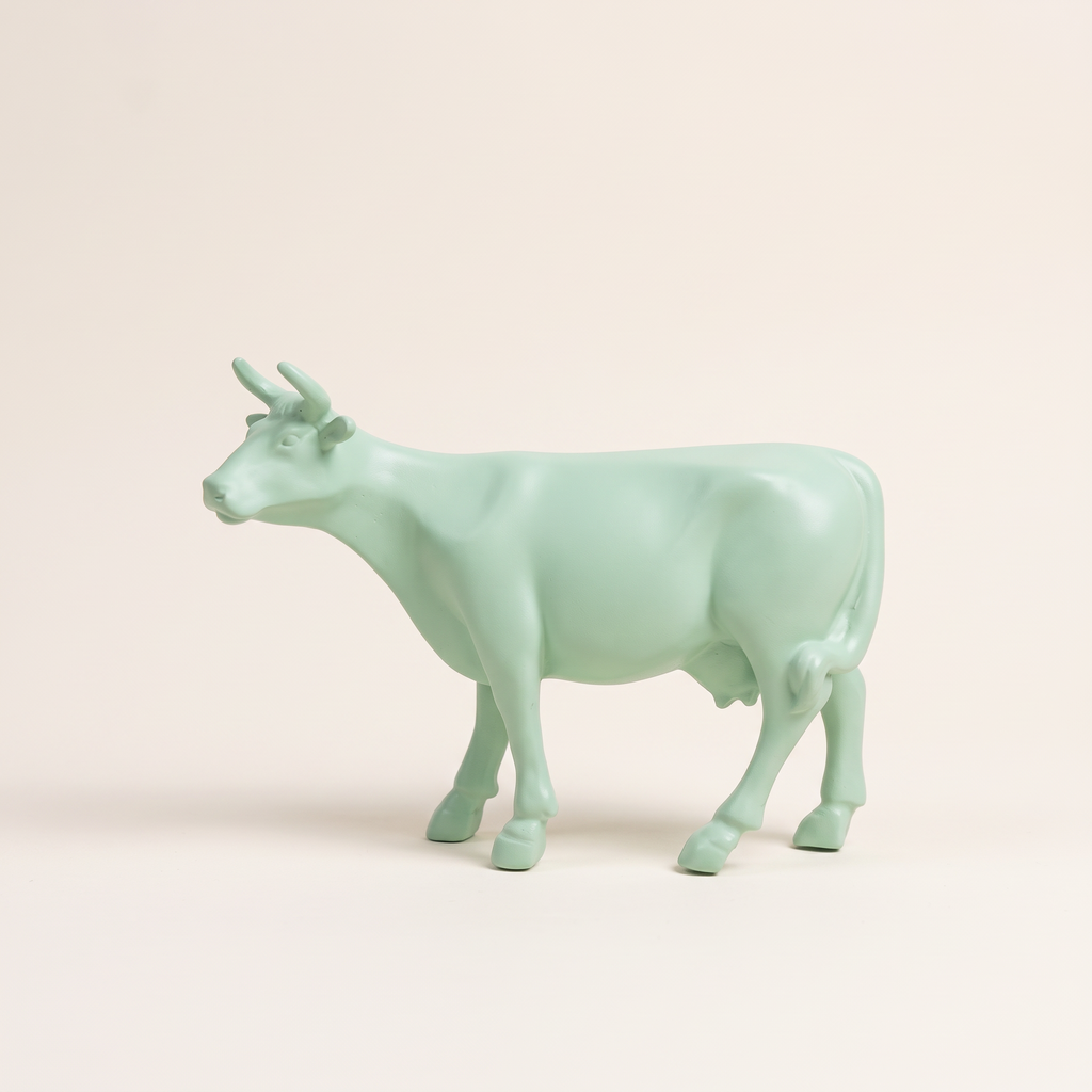 Vache vert menthe en résine H15 cm Kuhtag — photo studio